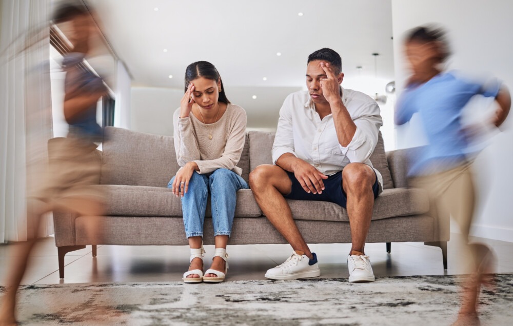 Headache, kids running and parents, When ADHD Symptoms Affect Daily Life